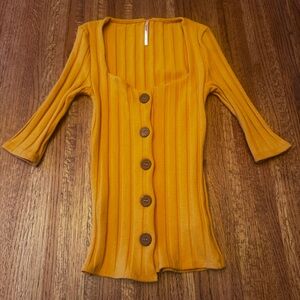 FREE PEOPLE stretchy gold top, size extra small